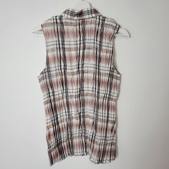 Soft Surroundings Sleeveless Crinkle Button-Up Top Size L - Picture 4 of 8